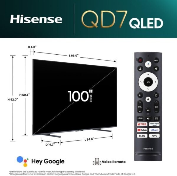 51t2TinMyxL._AC_SL1000_ Hisense 100QD7N QLED TV review 2024 model with 4K UHD and 144Hz gaming