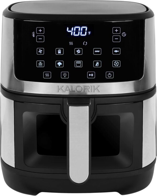 719DEGKf6NL._AC_SL1500_ Kalorik Air Fryer 5 Quart Review Touchscreen Digital Controls and Smart Cooking Features