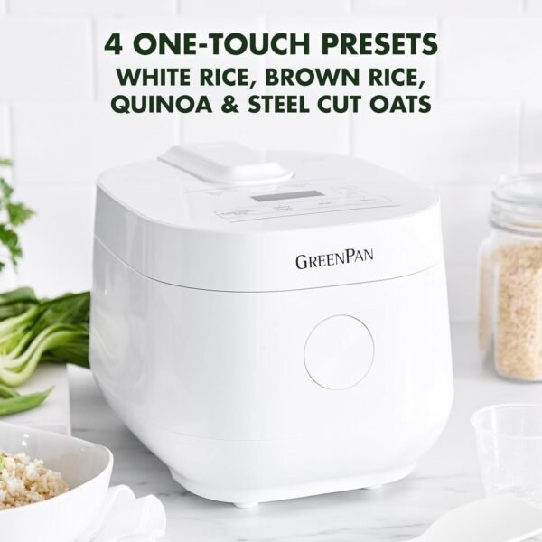 71BDVh2vr6L._AC_SL1500_ GreenPan Healthy Ceramic Nonstick Rice Cooker Review Compact Design and Easy Meal Presets Explained