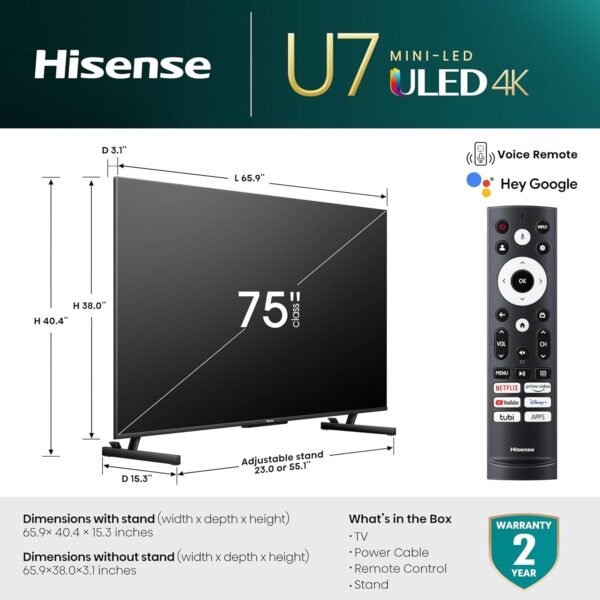 71jzS8dZCJL._AC_SL1500_ Hisense 75-Inch U7 Series Mini-LED 4K TV review with QLED and 144Hz insights