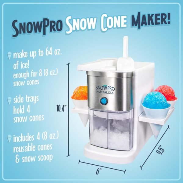 811CnvLgML._AC_SL1500_ Review of Nostalgia SnowPro Electric Shaved Ice Maker 64-Ounce for Perfect Snow Cones
