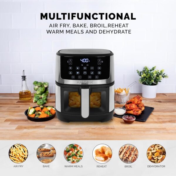 81KRo9wmaL._AC_SL1500_ Kalorik Air Fryer 5 Quart Review Touchscreen Digital Controls and Smart Cooking Features