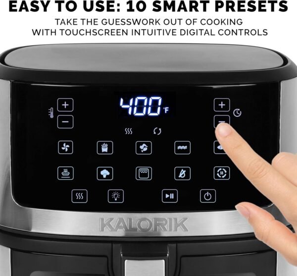 81kIhKHiI9L._AC_SL1500_ Kalorik Air Fryer 5 Quart Review Touchscreen Digital Controls and Smart Cooking Features
